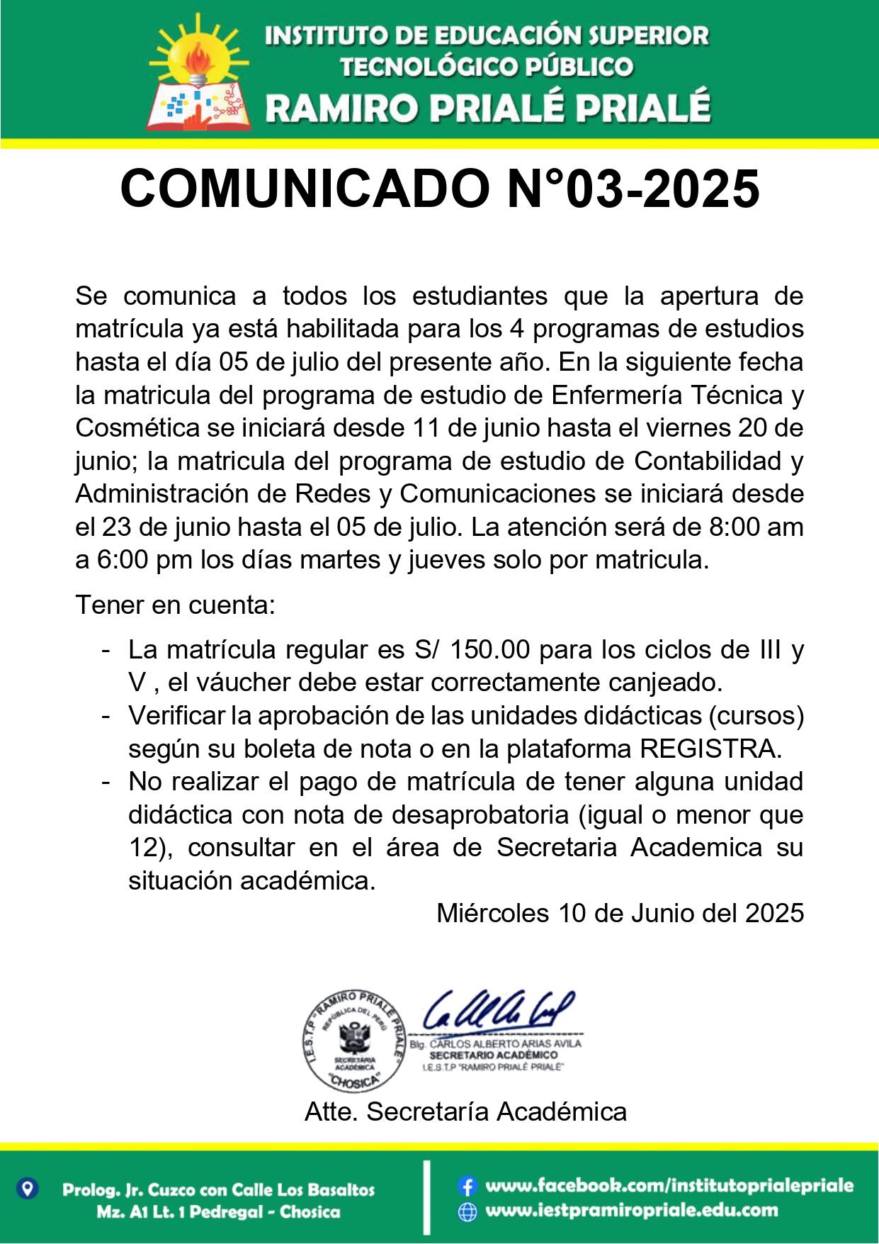 COMUNICADO